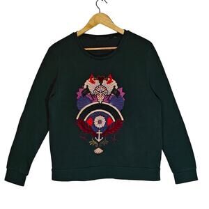 Scotch & Soda Maison Scotch Embroidered Graphic Sweatshirt Green L